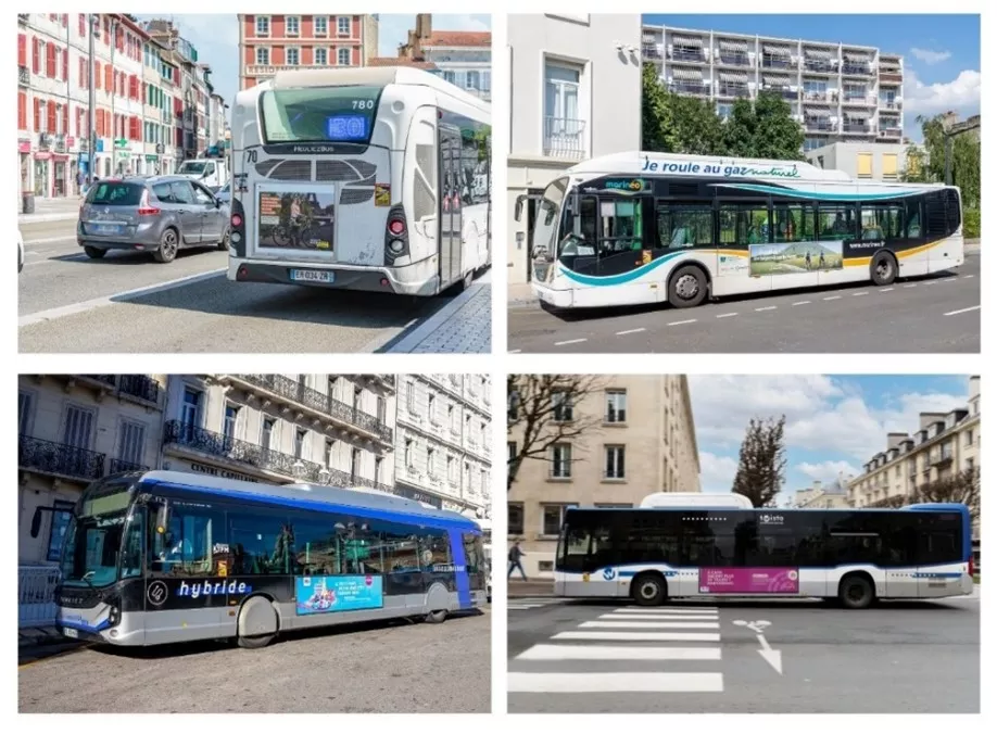De haut au bas, gauche à droite : Bayonne, Boulogne-sur-Mer, Toulon, Caen